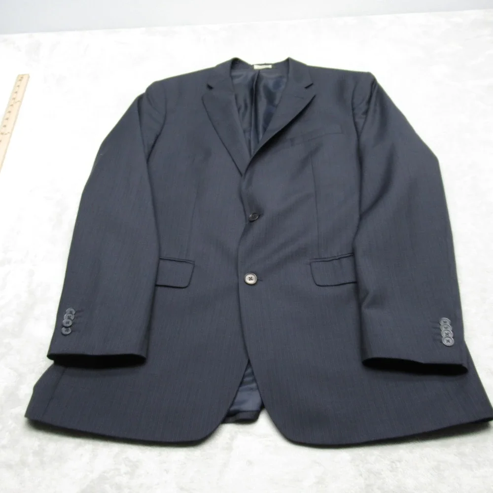 Banana Republic Wool Blazer Mens 44 Long Blue Pinstripe Classic Fit 2‎ Button